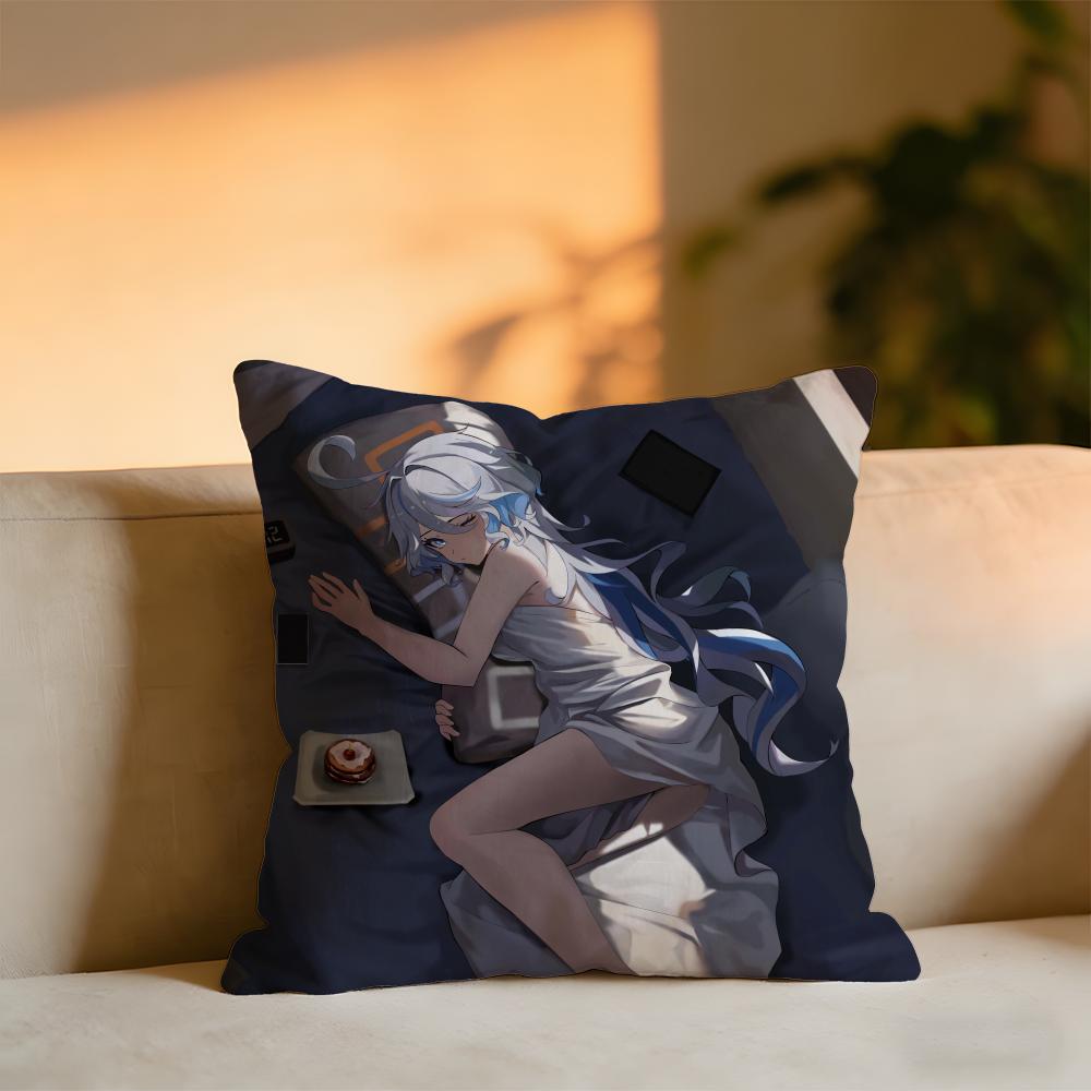 

Genshin Impact Furina Cushion Cover Cozy Velvet Throw PillowSoft Warm Cushion For Sofa Bed 30x30 cm