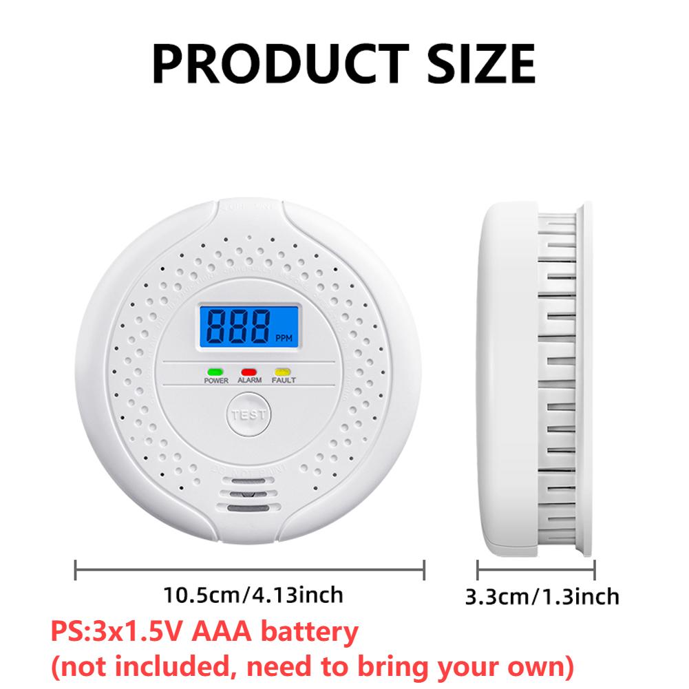 Display CO Alarm Detector Smoke Fire Sound Alarm Sensor Digital Carbon Monoxide Monitor Security-Protection System Smart Home