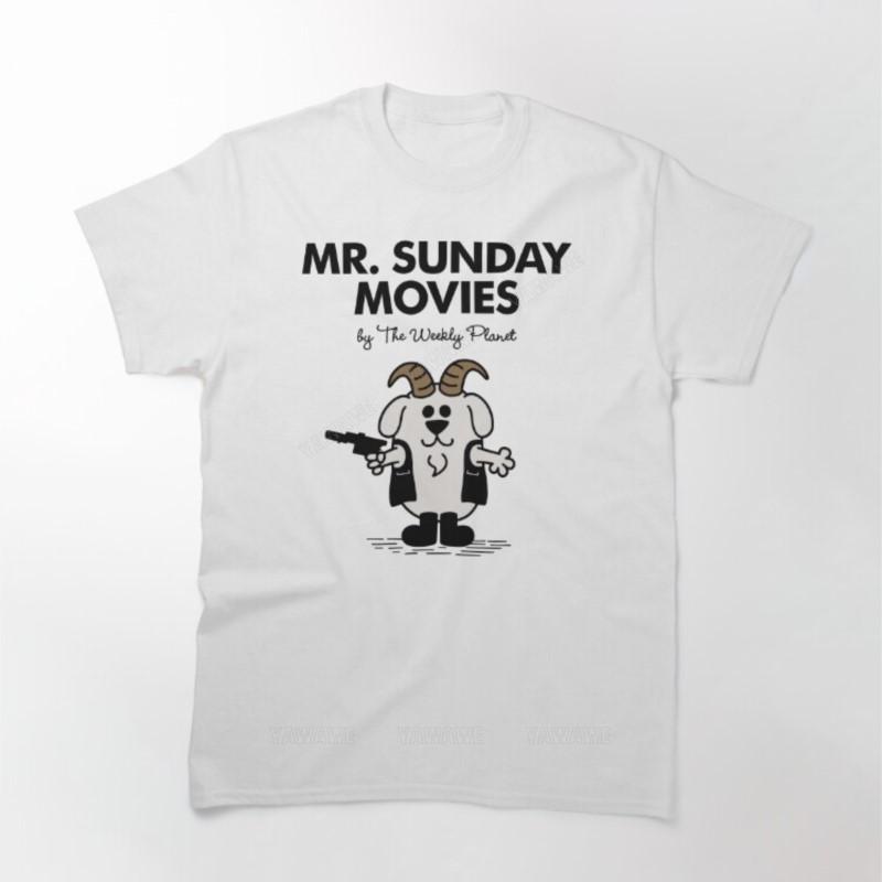

New arrived short sleeve brand men top Mens brand fashion tshirt Summer T shirts For Men Mr Sunday Movies Printed T Shirt 4XL