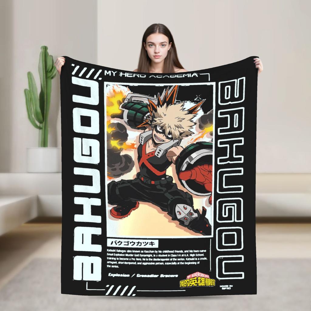 Katsuki Bakugou My Hero Academia Blanket Plush Novelty Warm Throw Blankets for Bedding Lounge Winter,
