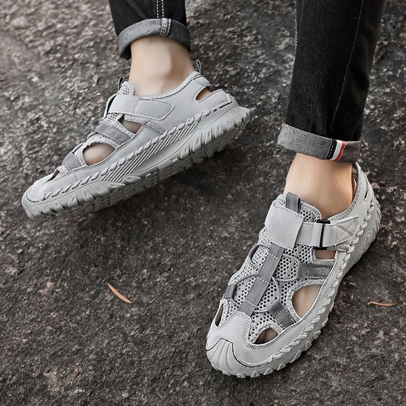 Summer Men Sandals Genuine Leather Mens Casual Shoes Outdoor Men Leather Sandals for Men Beach Shoes Roman Mens Shoes