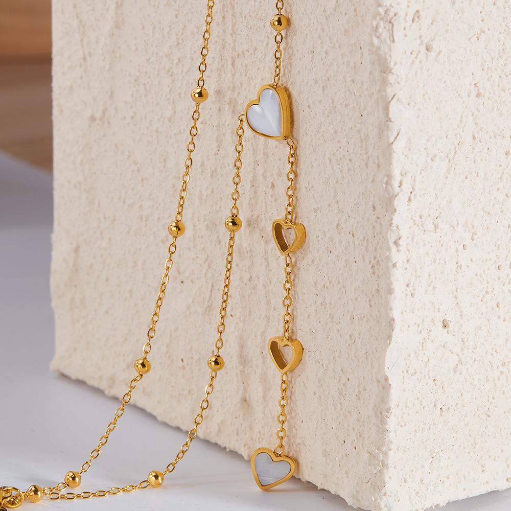 Gold Titanstahl Halskette vielseitige Persönlichkeit und Temperament Muschel Herzförmige Halskette Quaste Schlüsselbein Kette Schmuck für die Mutter