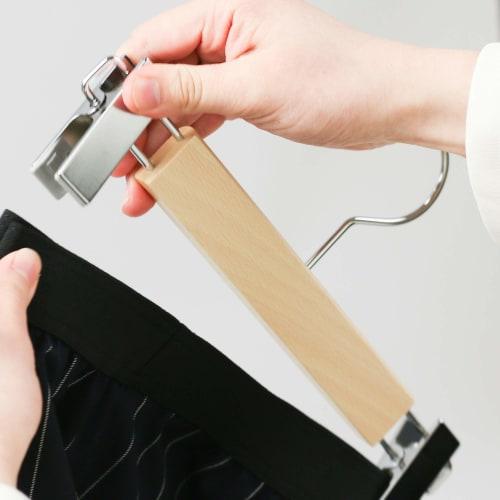 Nakata Hanger - Set of 5 Wooden Skirt/Bottom Hangers, Natural, Made in Japan, SET-05