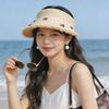 Dopamine Cherry Strawberry Sun Hat Beige Khaki Headband-style Open-crown Straw Hat Breathable Sunscreen Sunshade Cap Vacation