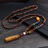 Ethnische handgefertigte Mala Nepal Buddhistisches Horn Lange Halskette Holzperlen Halskette Anhänger