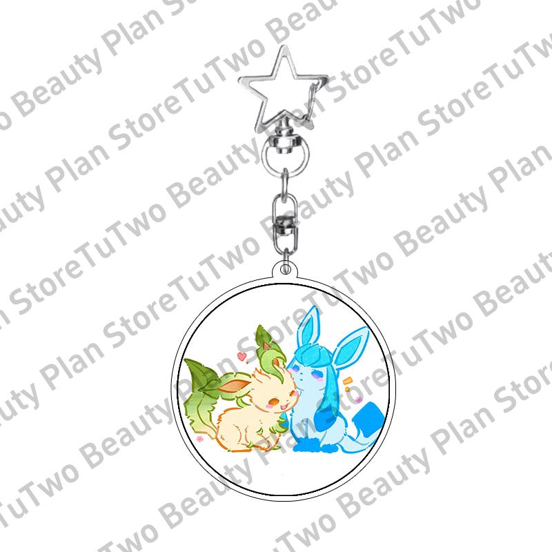 Girly Heart Acrylic Anime Sylveon Espeon Glaceon Eevee Cartoon Keychain Key Chains Keyrings Jewelry Fans Gifts Accessories Toys