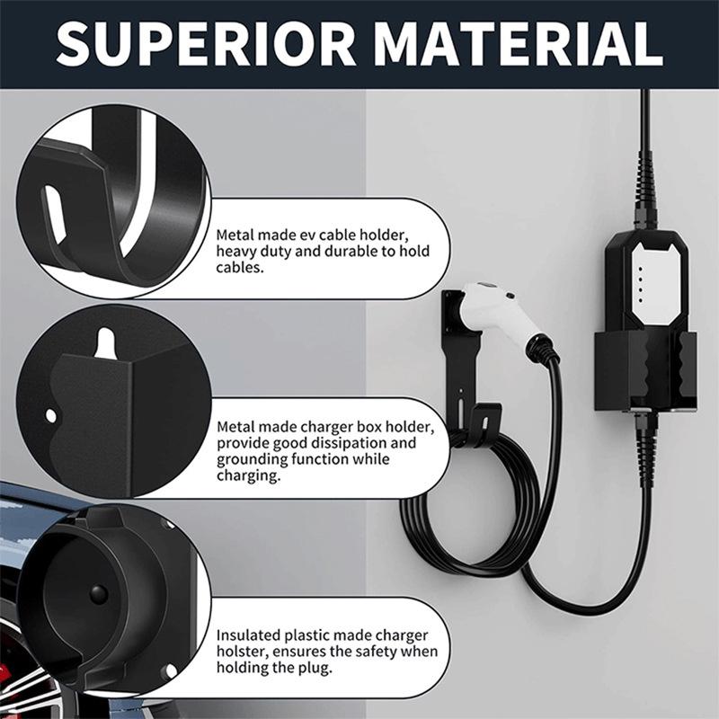 Wall-Mounted SAE J1772 Car Charger Holder & Hook