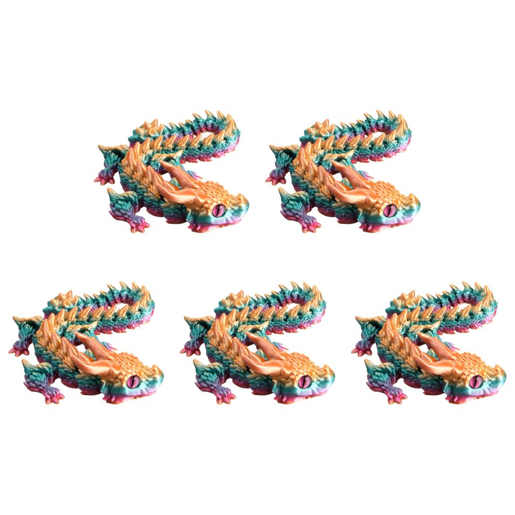 3D Printed Articulated Simulation Dragon Toy Poseable Dragon Ornament (Rainbow)