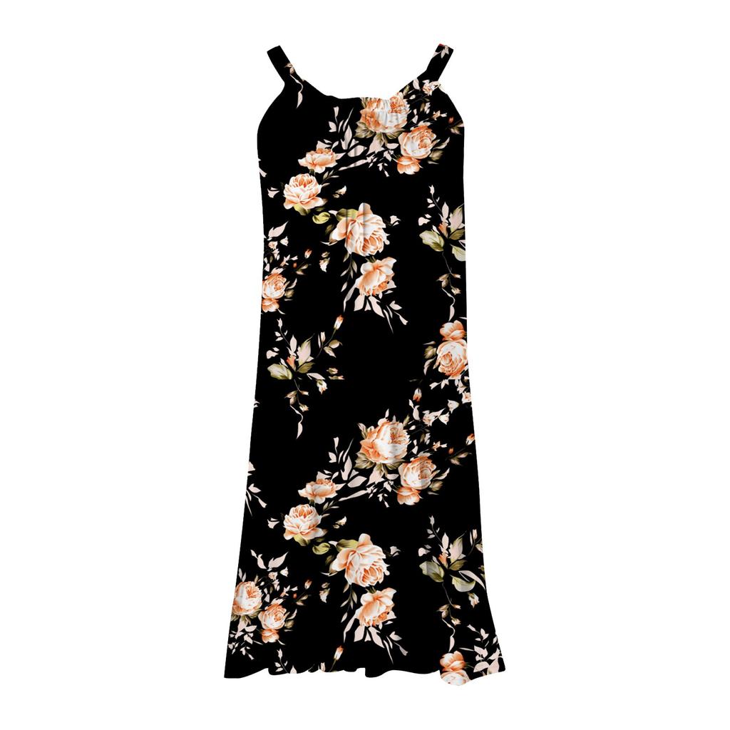 Women's Summer Sexy Suspender  Dress Sleeveless Printed Dress  Sling Dress