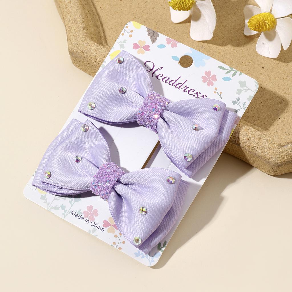 2Pcs/set New Sweet Girls Bow With Diamond Lovely Children Clips Headwear Hairgrip Hair Clips Accessories Headdress Gift