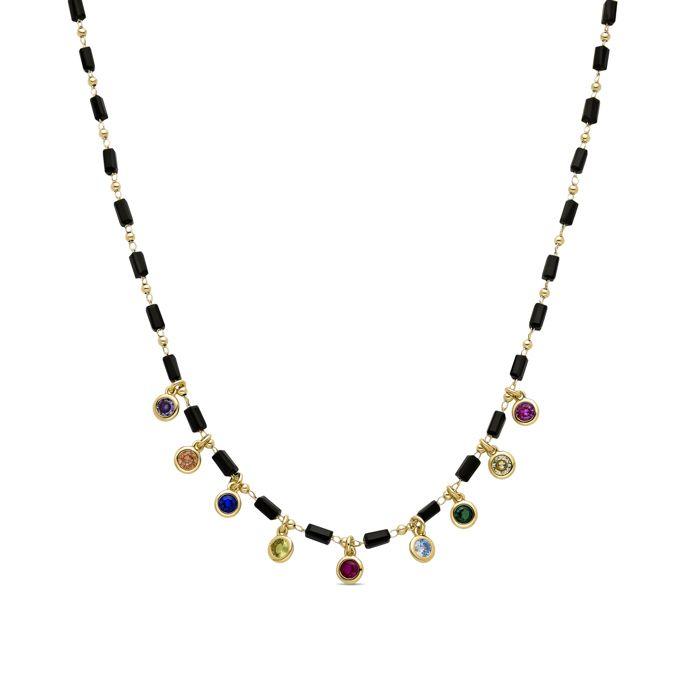 Collier - LUXENTER - Vusak - Argent 925 - Zircone multicolore - Or jaune 18K
