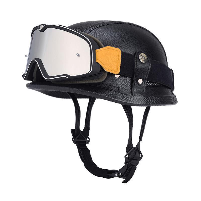 Pedal German Helmet Cruise Vintage Half Helmet Harley Men Motorcycle Helmet Locomotive Scaler Helmet Soldier Helmet Leather Helmet