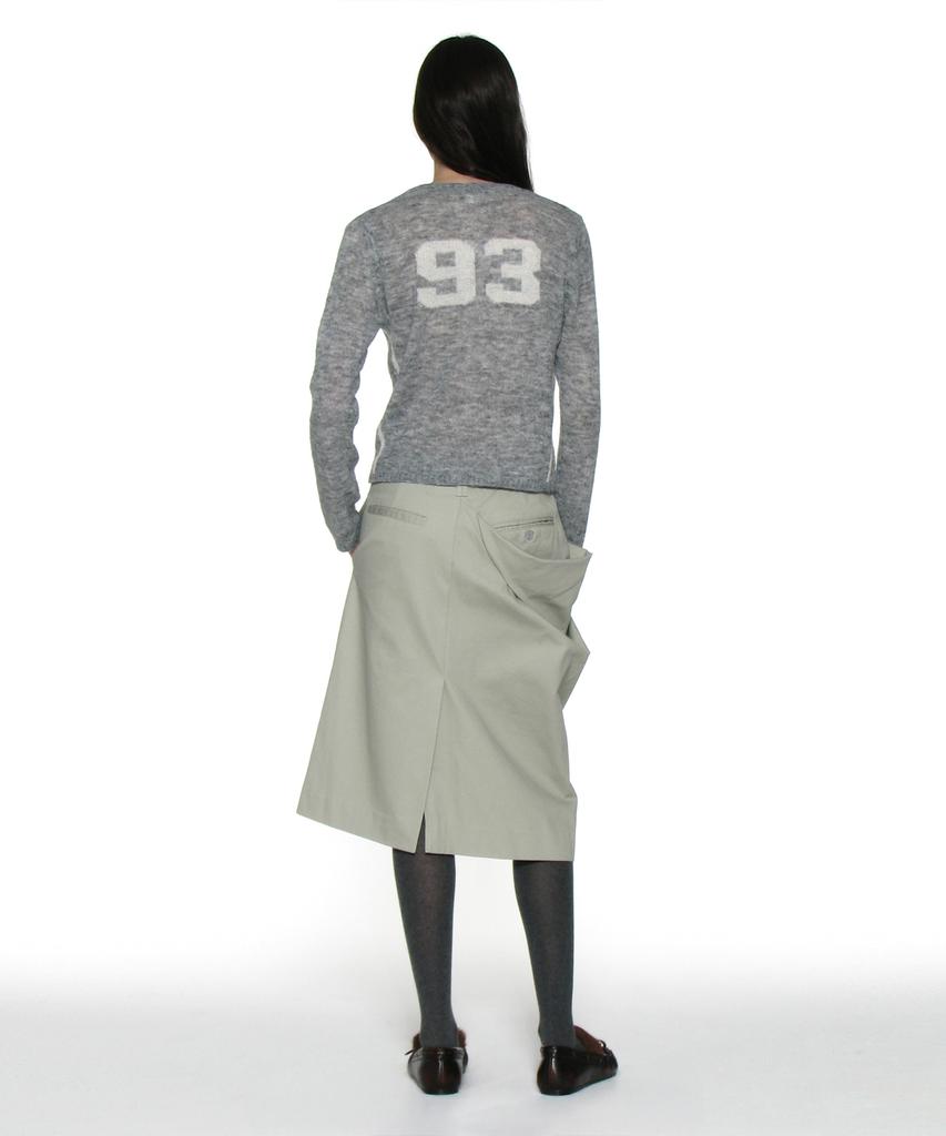 Partimento Woman Asymmetric Drape Panel Midi Skirt_Stone