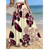 Ladies Casual Floral Half Skirt with Abstract Purple and Beige Pattern, Perfect for Beach, Travel, Casual Outings
