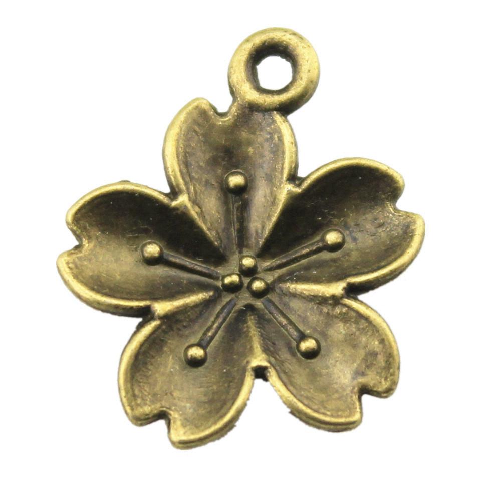 Simple Flower Charms Antique Alloy Pendants For Minimalist Floral Jewelry