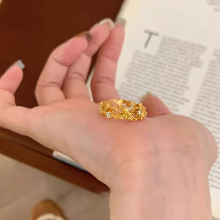 Vintage medieval iris lace vine ring light luxury index finger ring niche open ring