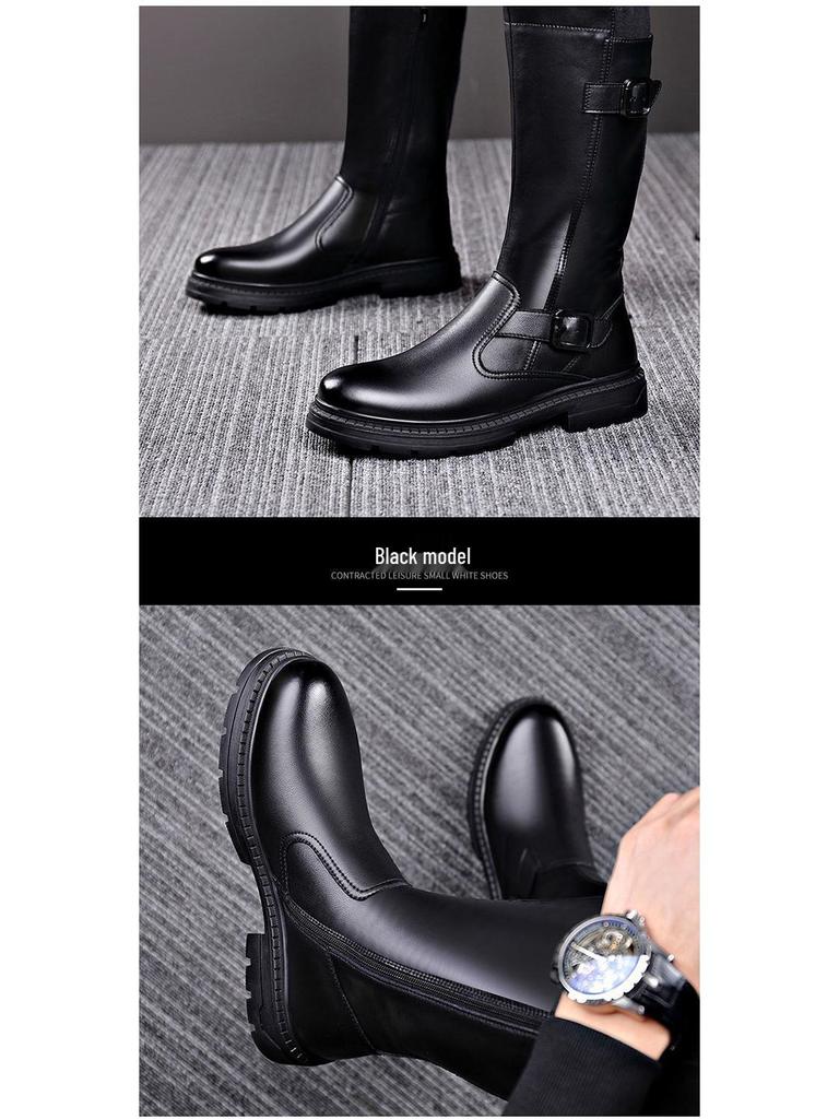 Men's High-Top Genuine Leather Equestrian Riding Boots - Winter Long Cowboy Style