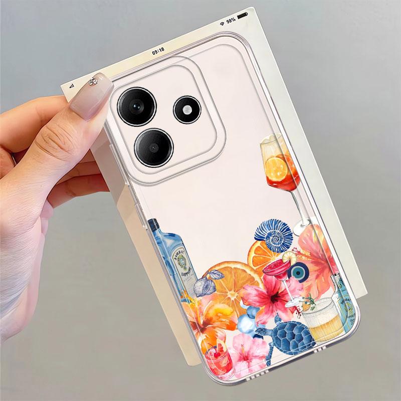 Case for Xiaomi Redmi Note 14 Pro Plus 14C 11 9 10 Note 13 10S 11S A4 12 13C 12S Soft Phone Cover Fruit Flowers