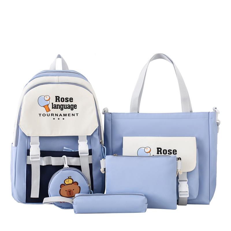 Four-Piece Backpack Set Schoolbag for Primary and Middle School Students Women's Large Capacity Backpack