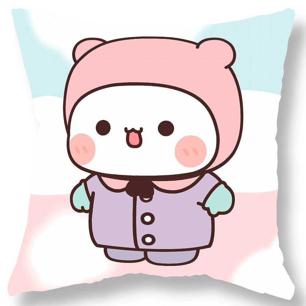 Short plush material pillowcaseBubu Bear Dudu Ball Printed Pillowcase Kawaii Cartoon Anime Sofa Cushion Cover Bedroom Room Pillo