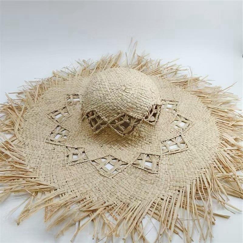 Summer Wind Big Brim Raffia Straw Hat Women's Beach Hat Travel Seaside Vacation Sun Hat