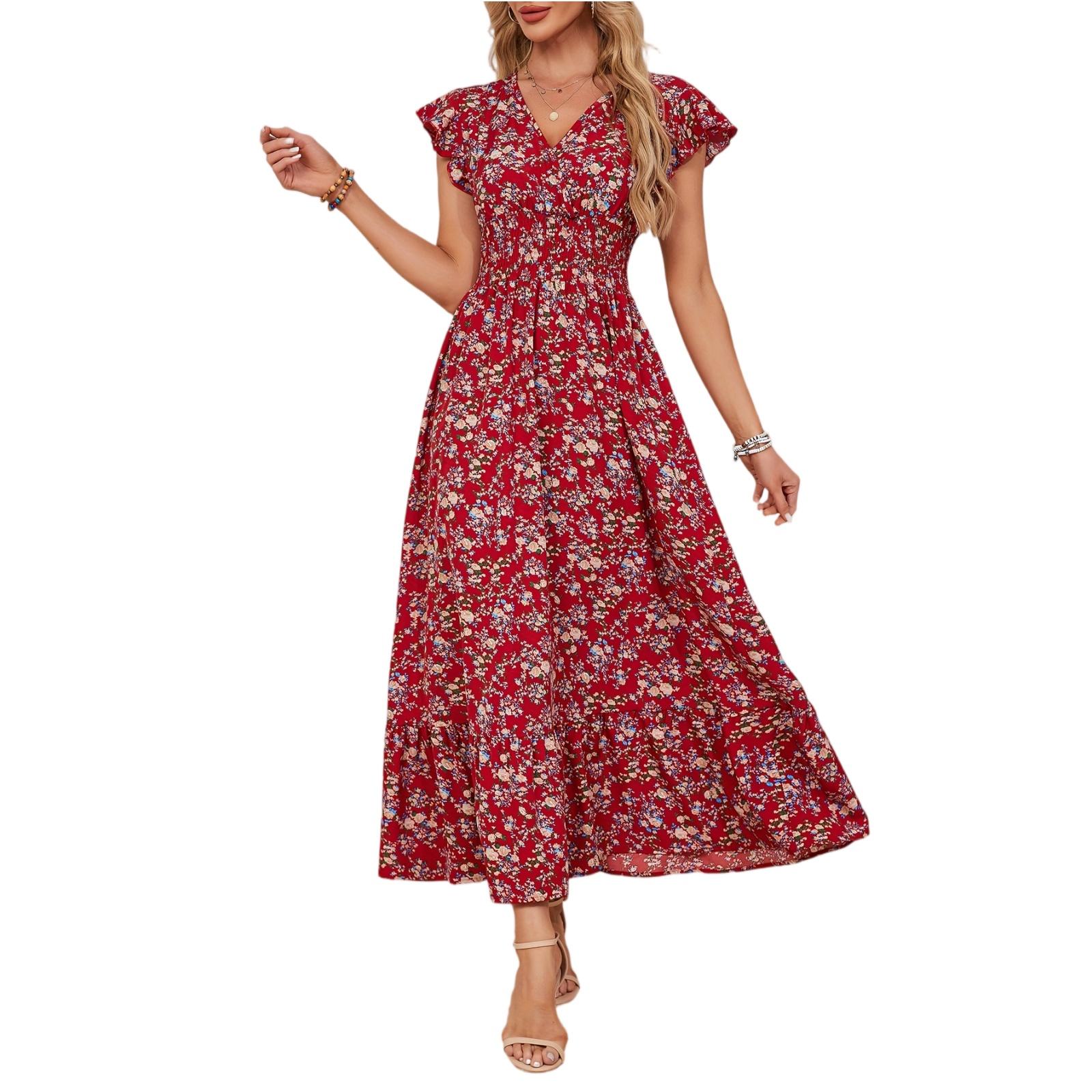 

Женское модное платье с коротким рукавом L