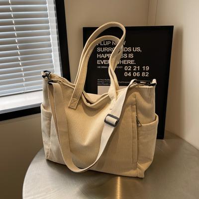 Neue Cord-Tragetasche Damen Pendeln Großraum Einfach Studentenklasse Schulterhandtasche Arbeit Umhängetasche