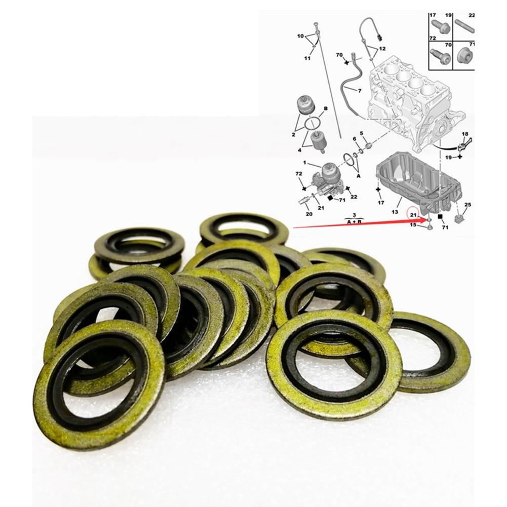 20PCS Engine Oil Drain Plug Gasket 016393/016454 For Citroen,Toyota,Renault,Fiat,Iveco,Nissan,Opel,Volvo,Mini