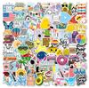100Pcs Aesthetic Stickers 100 Pvc Waterproof Cute Cartoon Guitar Luggage Outdoor Fresh Stickers