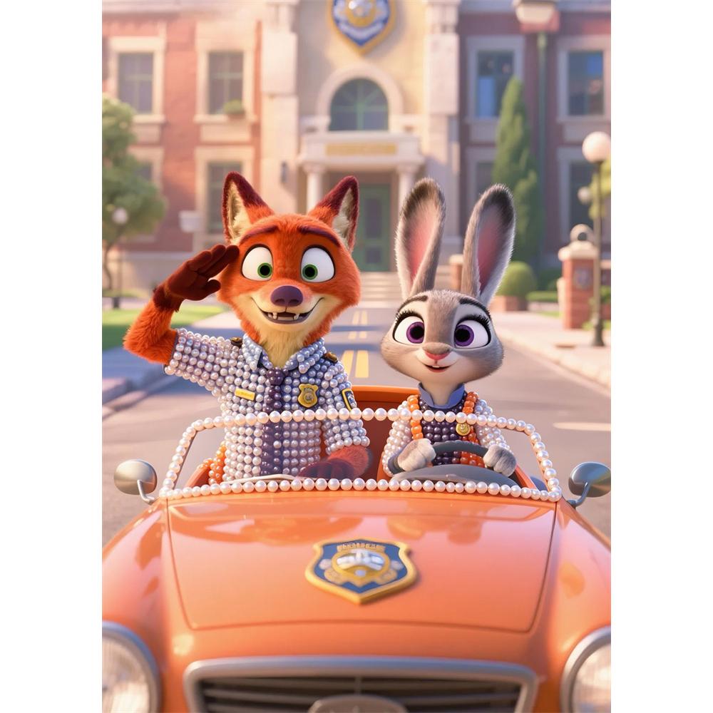 

Disney Pearl Art DIY Kit Nick Judy Pearl Gemstone Painting Home Wall Decor Craft 30x40
