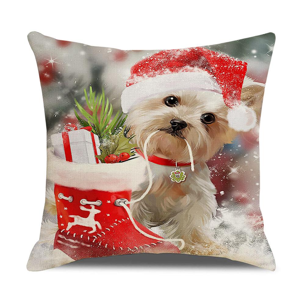 Weihnachtskissen Aquarell Cartoon Leinen Kissenbezug Europäischer Stil Nachttisch Kissenbezug Neuer Wohnstil