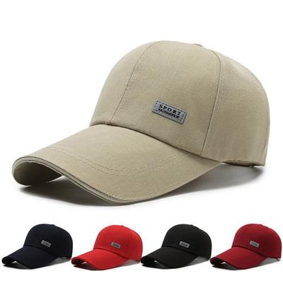 Baseballhatt for menn, lang, hard brem ensfarget solkrem Anti-UV-justerbar hestehalehull Uformell Hip Hop utendørs solhette