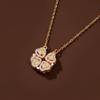 Women's Heart-Shaped Necklace with Four-Petal Flower, Cubic Zirconia, Titanium Steel Clavicle Chain - Elegant and Versatile Accessory