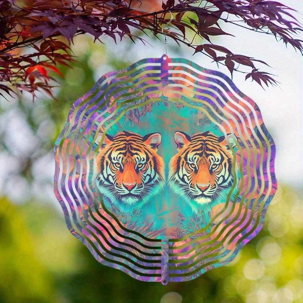 Outdoor Windspiel 2D Flach Offenes Chrysanthemenmuster Hängende Dekoration für Frühling Sommer Balkon Hof Künstlerisches Dynamisches Design