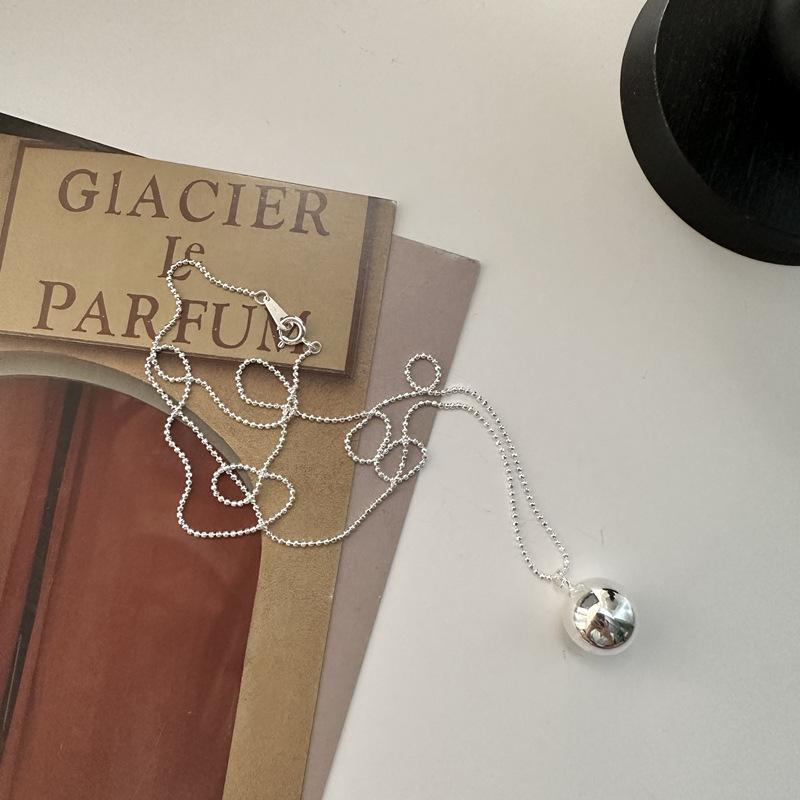 925 Sterling Silver Niche Design Ball Sweater Chain Fashionable Style Personality Long Texture Necklace 925 silver