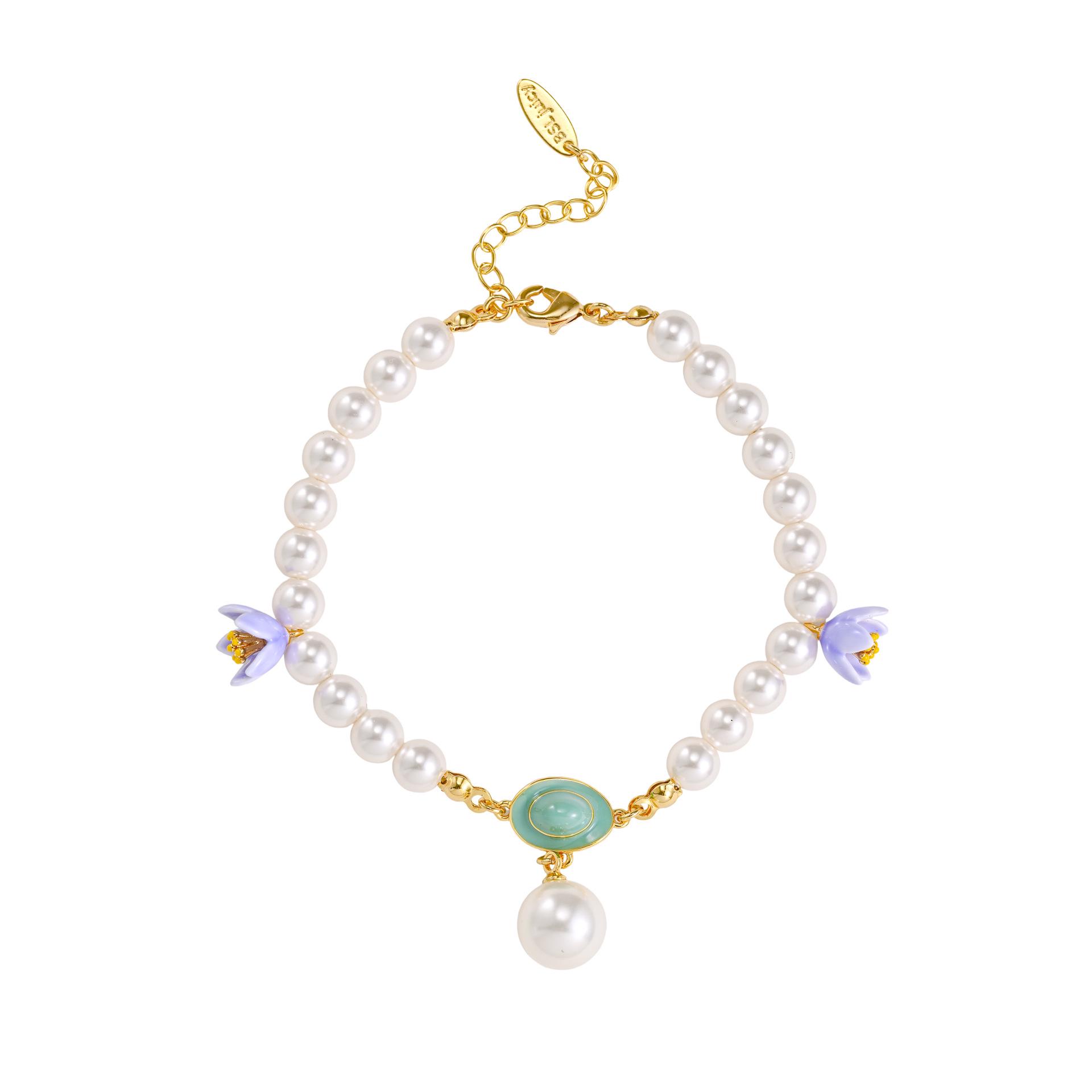 

Exquisite Enamel Purple Flower Pearl Bracelet - Tulip-Themed Spring Accessory for Women