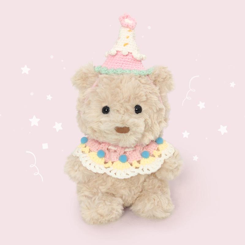 Cute Soft Bear Cub Plush Toy Bib Top Hat Bear Doll Girl Valentine's Day Gift Children's Doll