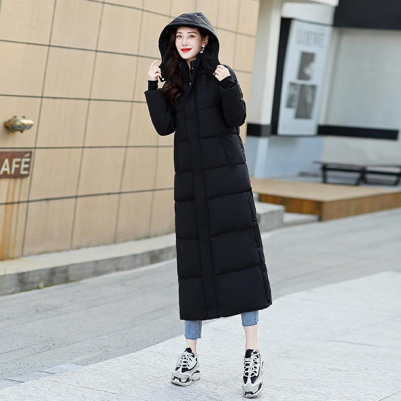Extended Over-the-knee Cotton-padded Jacket Women's Winter New Cotton-padded Clothes Korean Loose Students Hooded Ankle Winter Coat