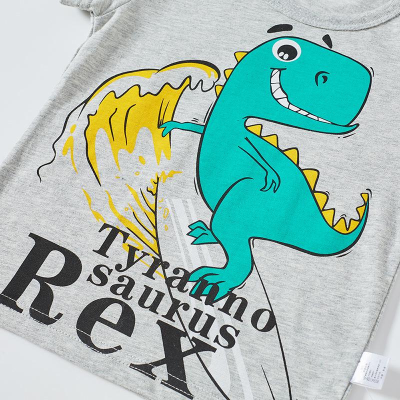 Dinosaur Cartoon Short Sleeve Toddler T-Shirt for Summer