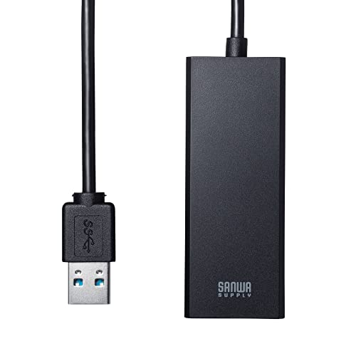 SANWA SUPPLY USB 3.2 To LAN Adapter (2.5Gbps Support), USB-CVLAN5BK, Black