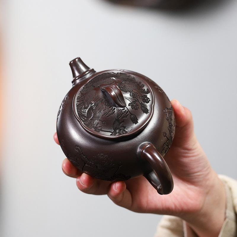 Yixing Original Ore Ancient Red Clay Zisha Teapot Handmade Lotus Fragrance And Elegant Charm 111Ml Tea Set