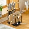 Large Capacity Cutlery Inserted Block Storage Tank Metal Pot Cover Stand Cutlery Box  for Kitchen