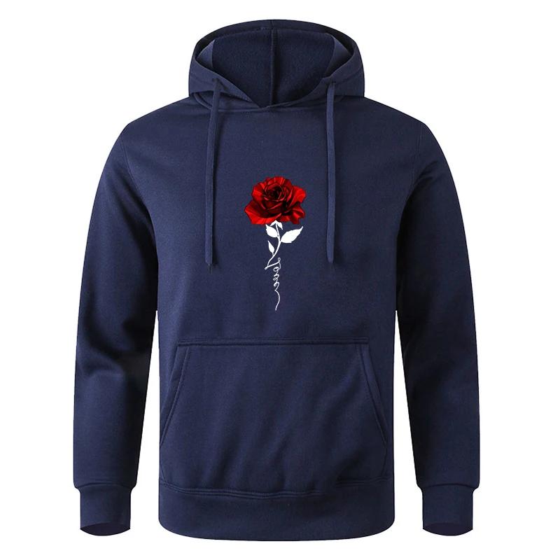 Men's Multi - Color Printed Pocket Sports Fitness Fashionable Casual Sweatshirt Hoodie Pullover