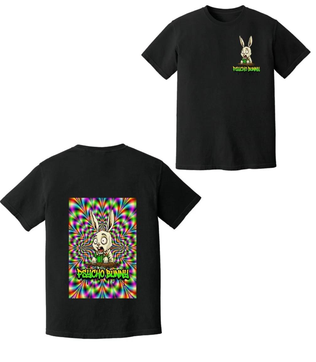 

Psycho Bunny Psychedelic Front And Back Unisex And Adult Comfort Colors Tees 150