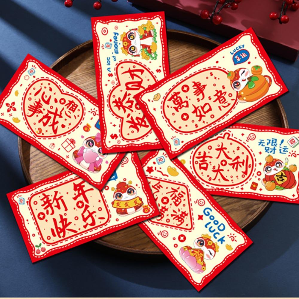 6Pcs/Set Blessing Red Pocket Cartoon Lucky Money Bags Cute Money Packet  New Year Decoration
