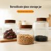 Vertical Stripe Borosilicate Glass Jar with Acacia Wood Lid - Large Capacity for Kitchen Storage or Pickles