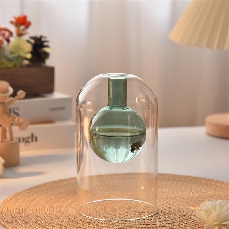 Double-Layer Irregular Glass Aroma Diffuser with Rattan Sticks