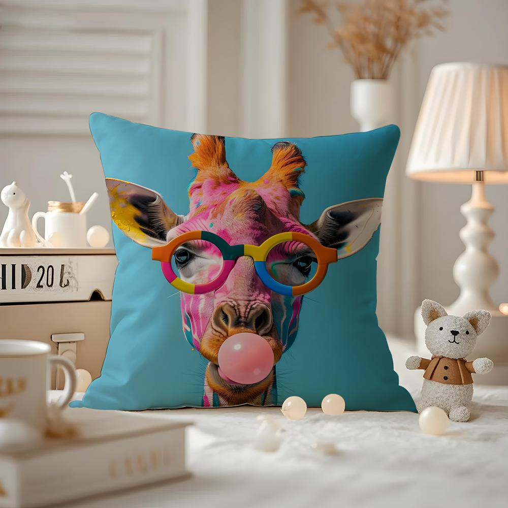 Vibrant Animal Bubble Fashion Tiger Cushion Cover Antidustmite Pillowcase Invisible Zipper Silky Short Plush Sofa Cushion Cover