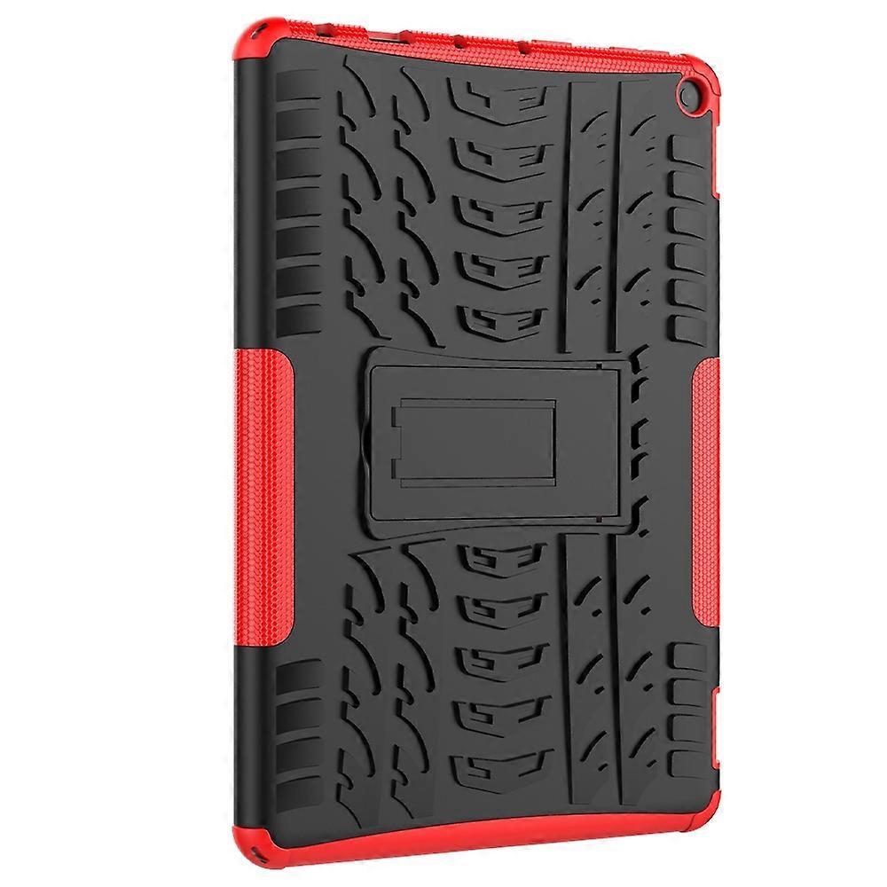 For Amazon Fire HD 10 2021 Tire Texture Shockproof TPU+PC Protective Case with Holder(Red)