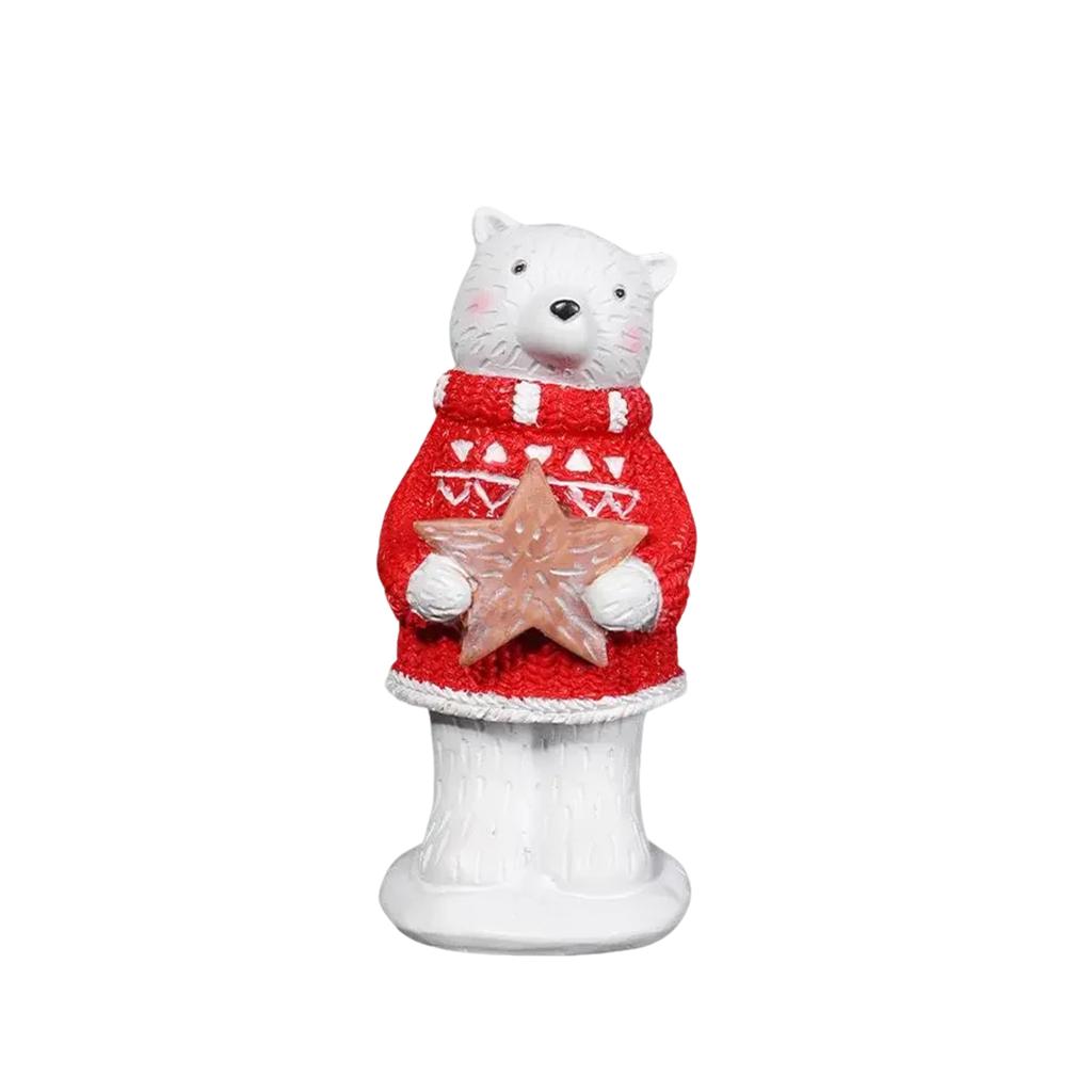Christmas Decoration ! 1 Piece Resin Christmas Bear Decoration Figurine, Christmas Figurine, Bear Holding A Star, Snowflake, Christmas Tree Decoration